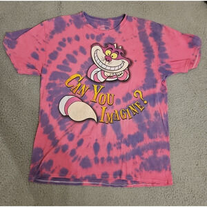 Alice Wonderland Cheshire Cat Shirt Womens LARGE Purple Pink Tie Dye